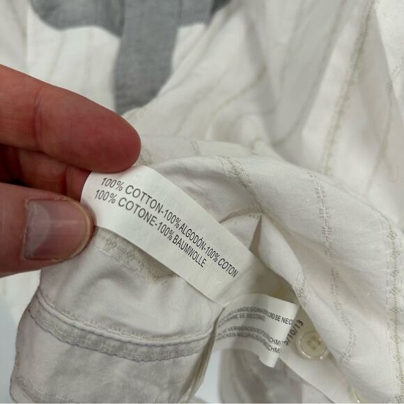 Third and Army Deadstock Collared White Striped Grey Shirt NWT Medium - Picture 6 of 8